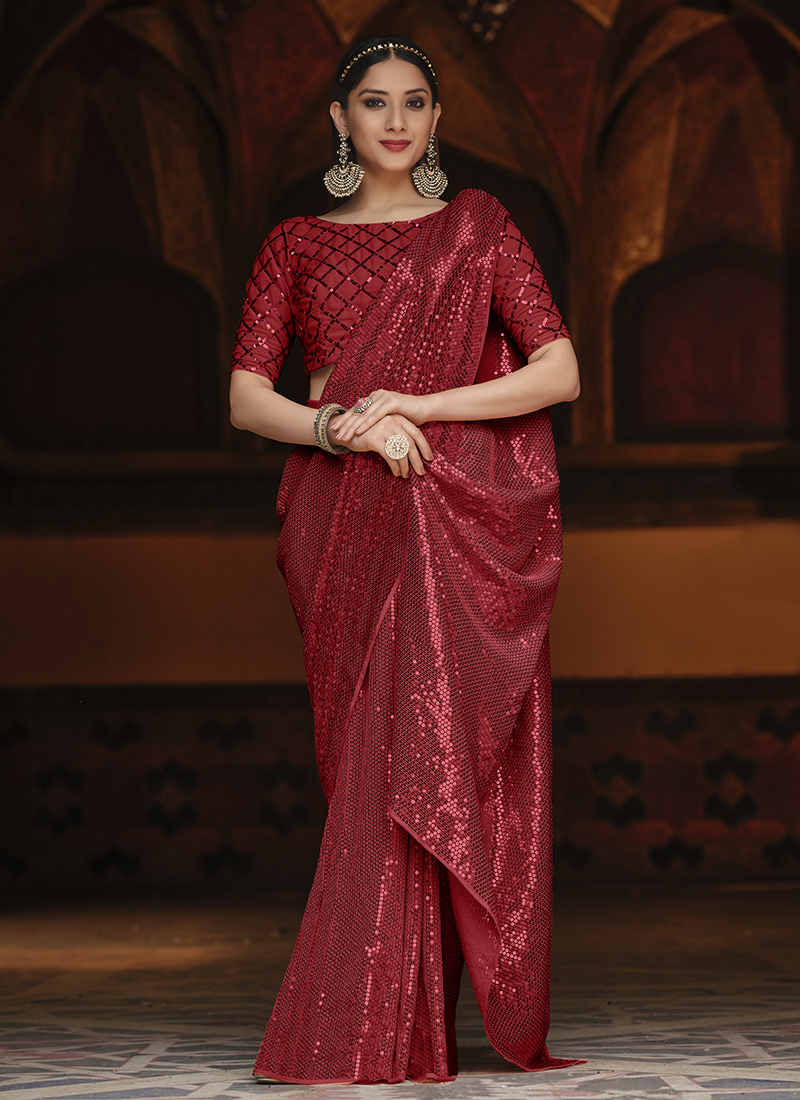 Party Wear Soft Satin SIlk Crush Saree