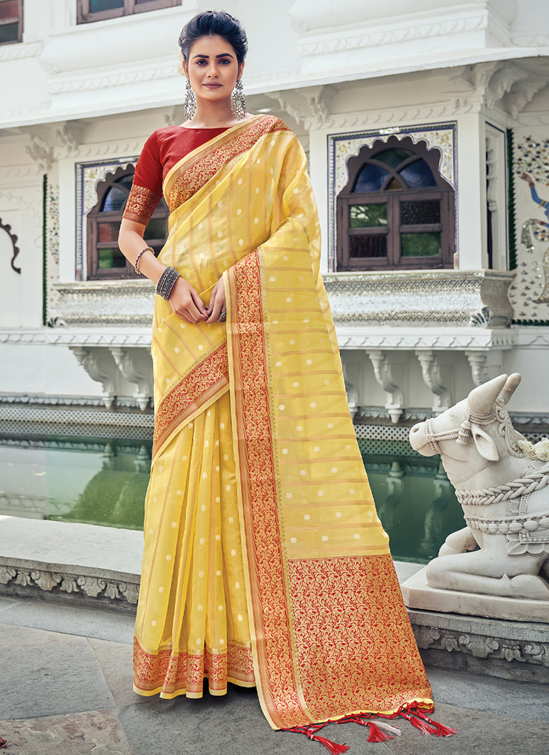 Beige Organza Saree In Embroidery 5507SR04