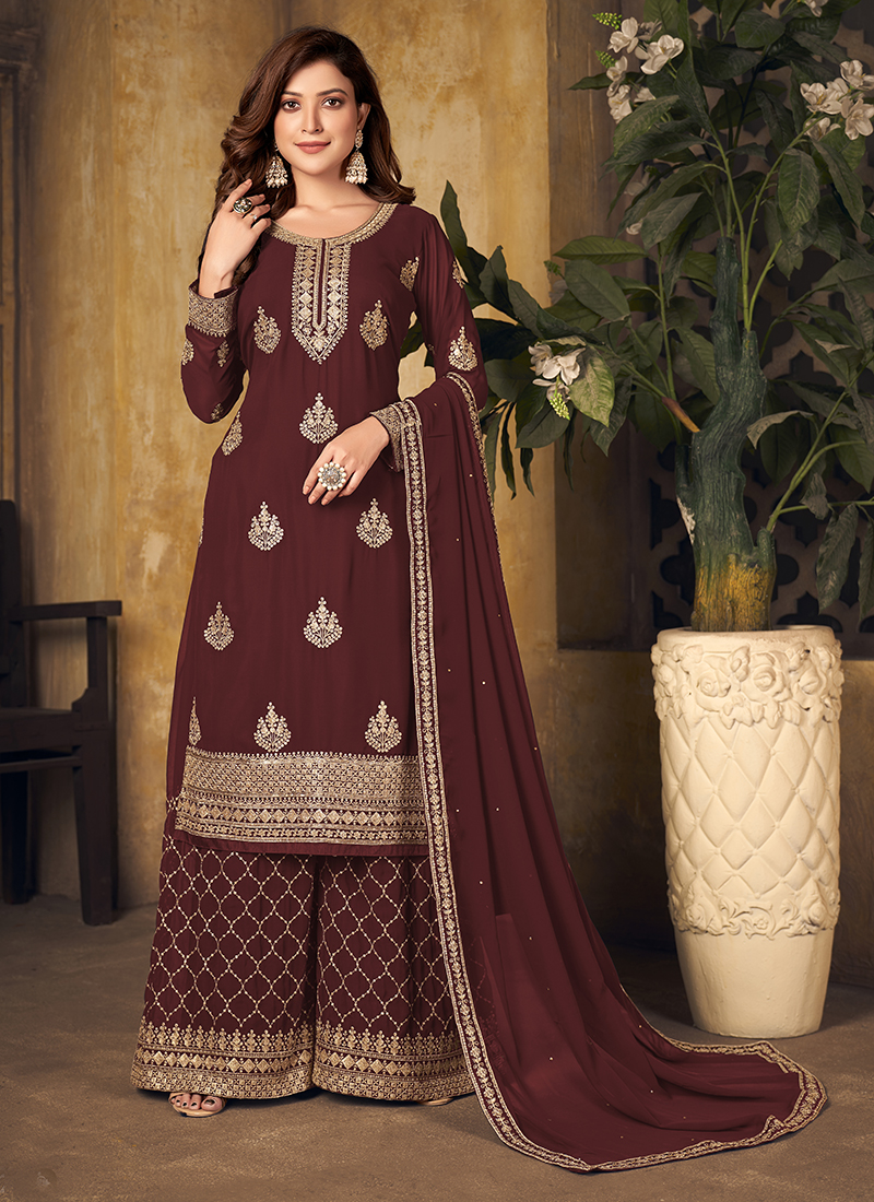 Maroon palazzo clearance suit