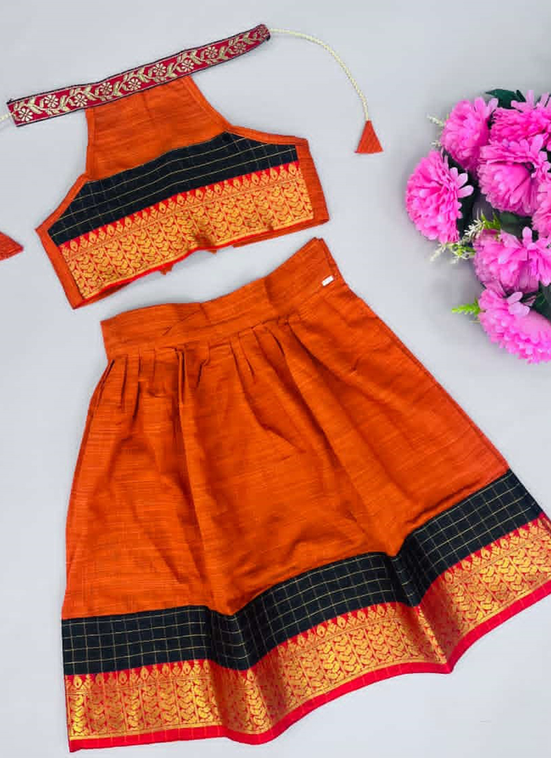 Buy NOYYAL Kids New south Indian traditional pattu pavadai Cotton Silk Lehenga  choli for girls dress (2-3 Years) Online at Best Prices in India - JioMart.