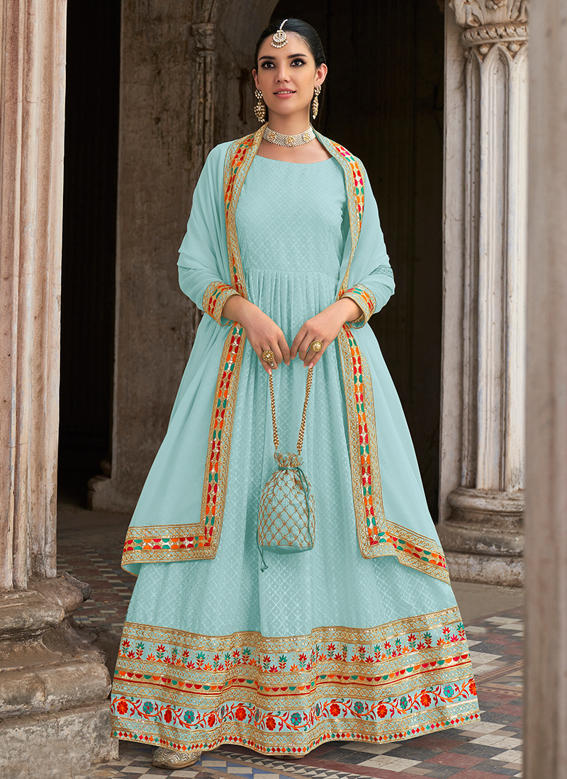 Sky hot sale blue anarkalis