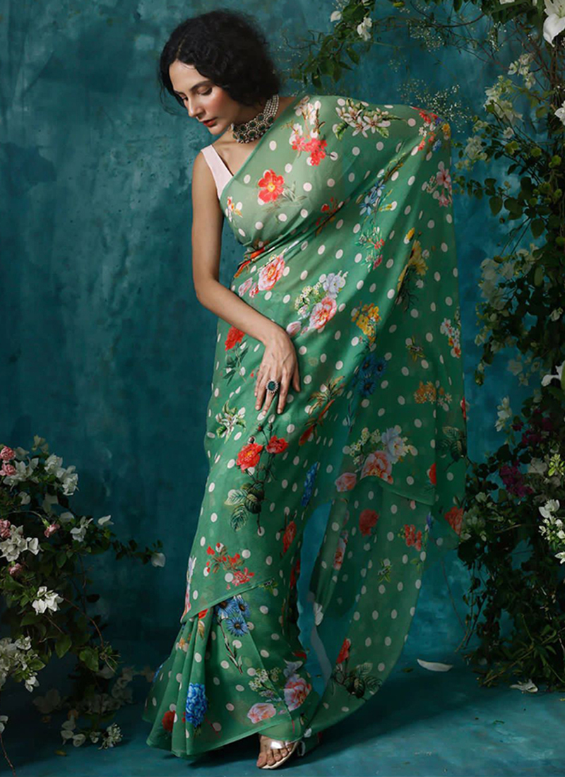 Georgette Saree - Shop Floral Geogette Silk Saree | Me99