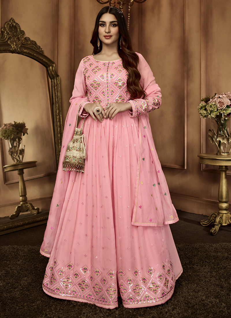 Khwaab Pink ColdShoulder Long line Lace Dress