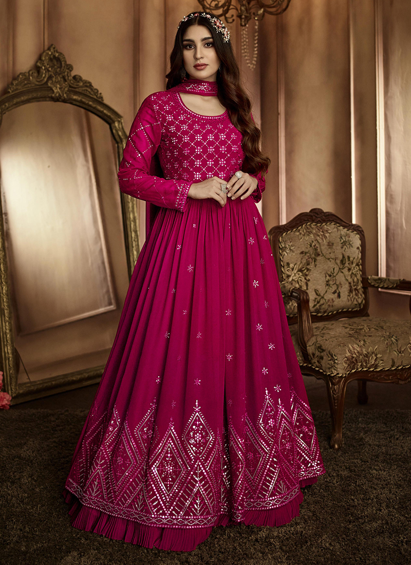 Designer Party Wear Pink Indian Gown Evilato Online, 56% OFF