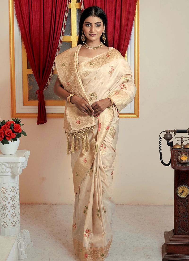 Beige Sarees Collection at Zeel Clothing - Timeless Elegance in Shades of  Beige | Color: Beige