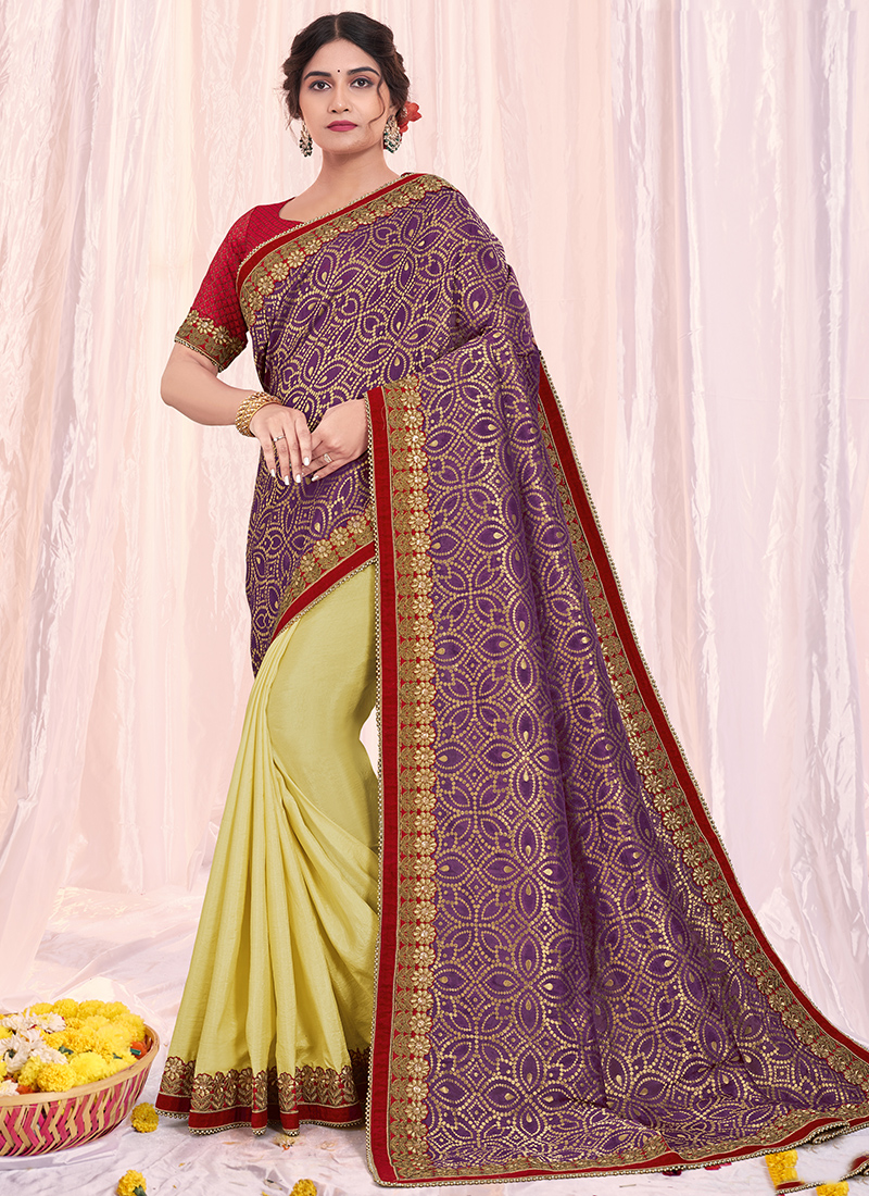 Buy Plum Purple Festival Wear Woven Zari Saree SARV155864