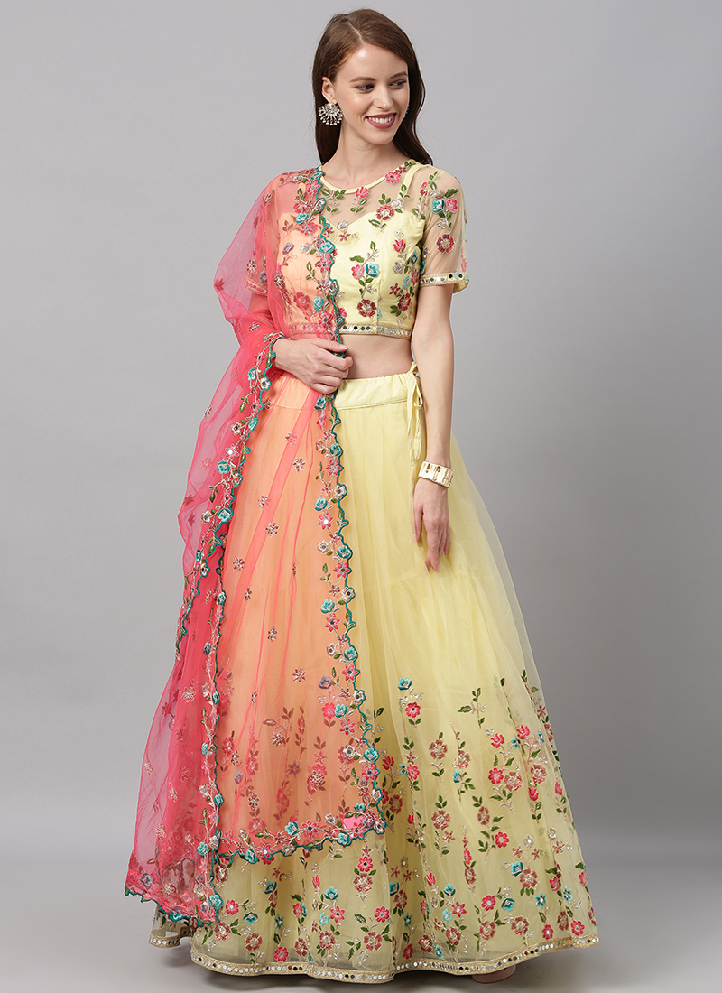 Buy New Latest Yellow Embroidered Lehenga and Blouse With Dupatta At  Shopgarb – Shopgarb Store