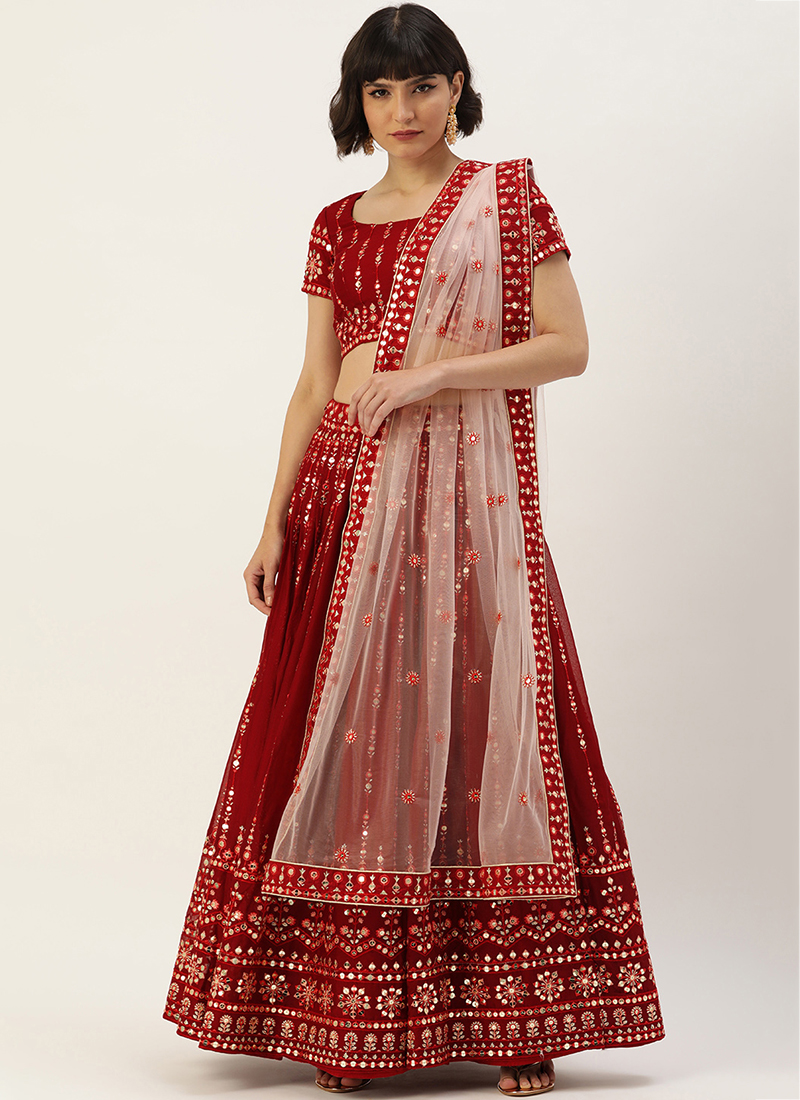 Buy Sangeet Wear Pink Hand Work Chinnon Silk Ready To Wear Lehenga Choli  Online From Surat Wholesale Shop.