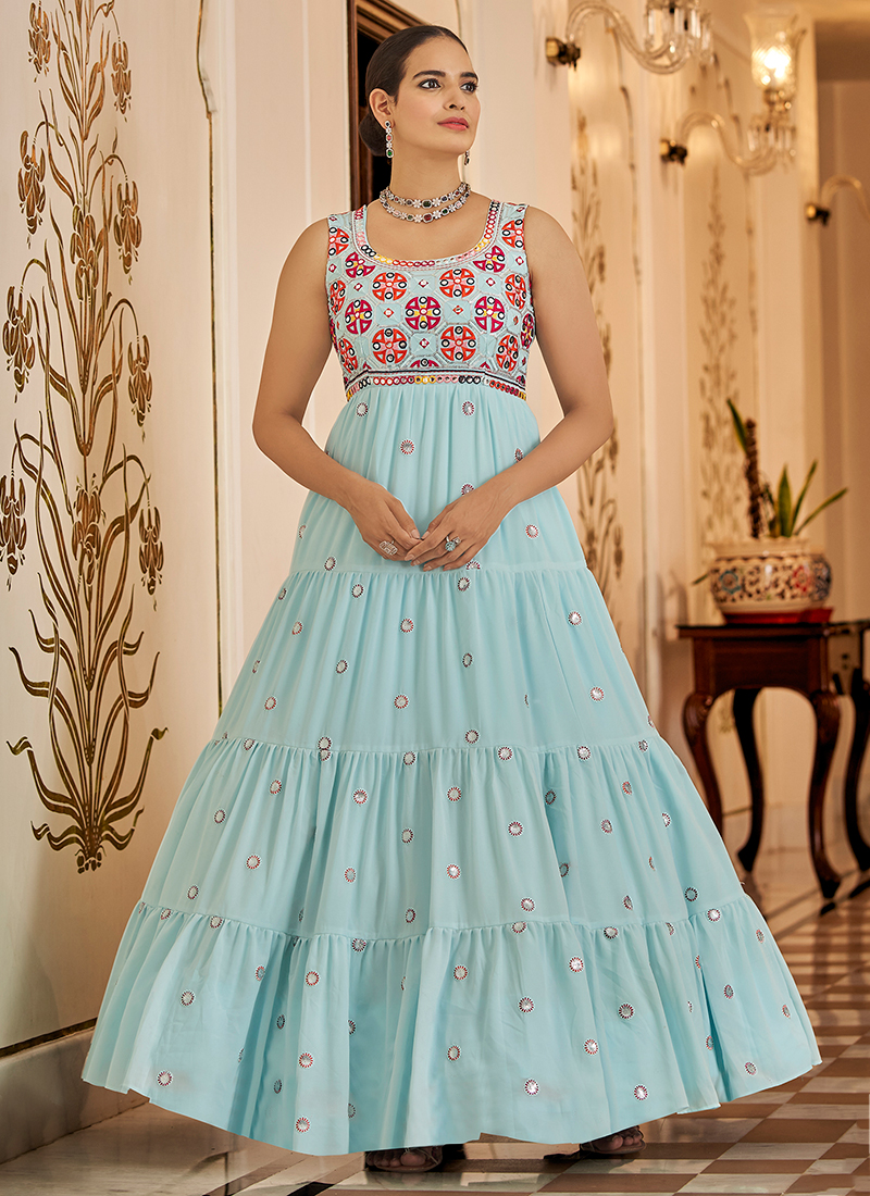 indo western readymade gown for ladies -8992107155 | Heenastyle