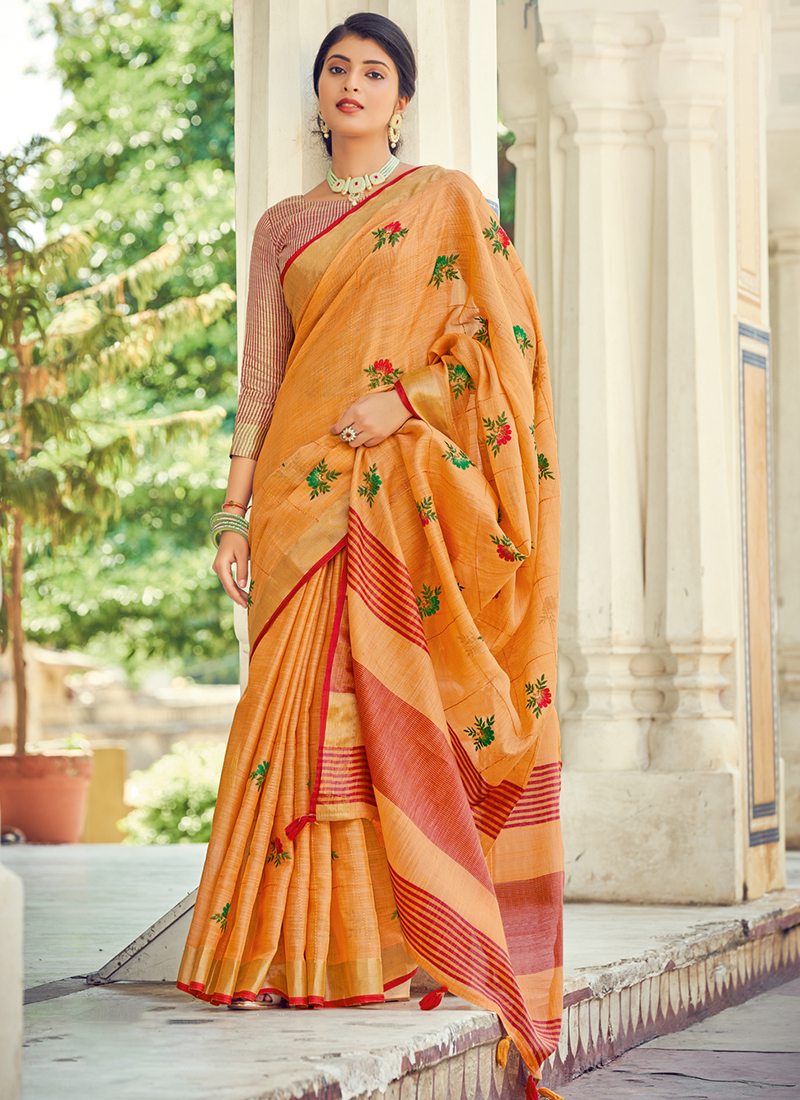 Party wear hotsell linen saree