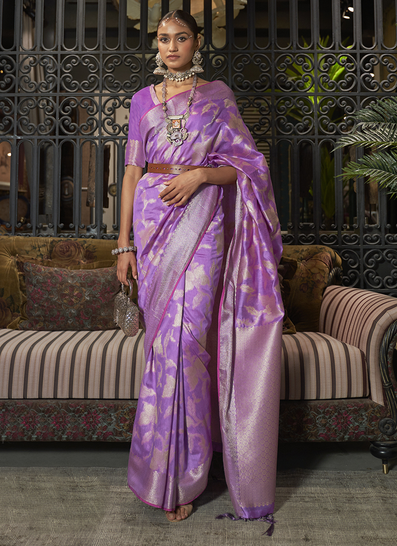 Buy Party Wear Light Purple Weaving Modal Silk Saree Online From Surat  Wholesale Shop.