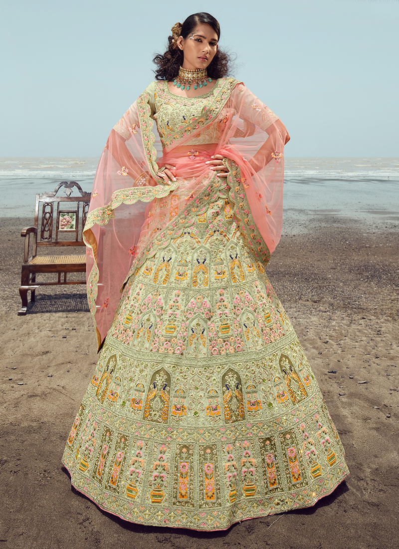 Mrunal Thakur's Pastel Bridal Lehenga in Peach with Green Dupatta Looks  Exquisite! | by Latest News Updates | Medium