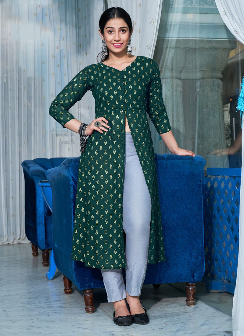 Georgette A-line kurti Designs -Storyvogue.com | Printed dresses fashion,  Long gown design, A line kurti designs