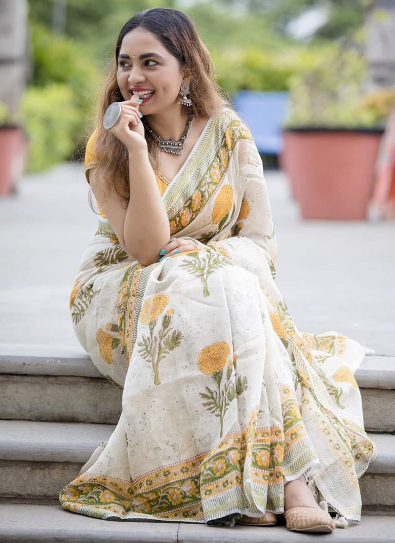 Formal Wear Readymade Cotton Saree – StylebyPanaaash