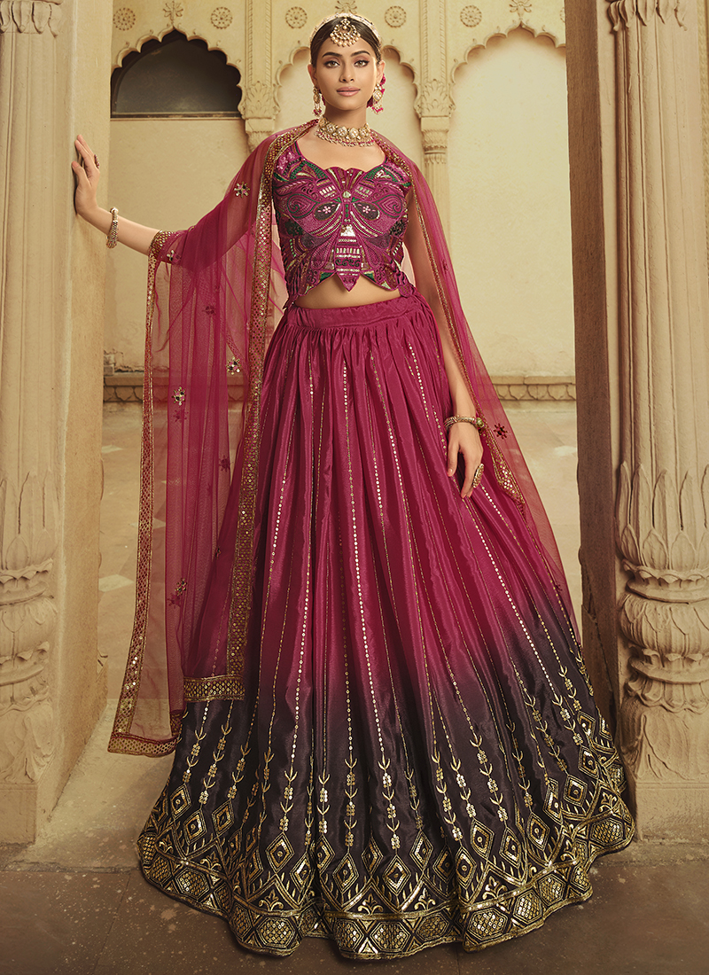 Guldasta Vol 14 Fancy Silk Embroidery Sequins Work Designer Lehenga Cholis Collection Catalog 