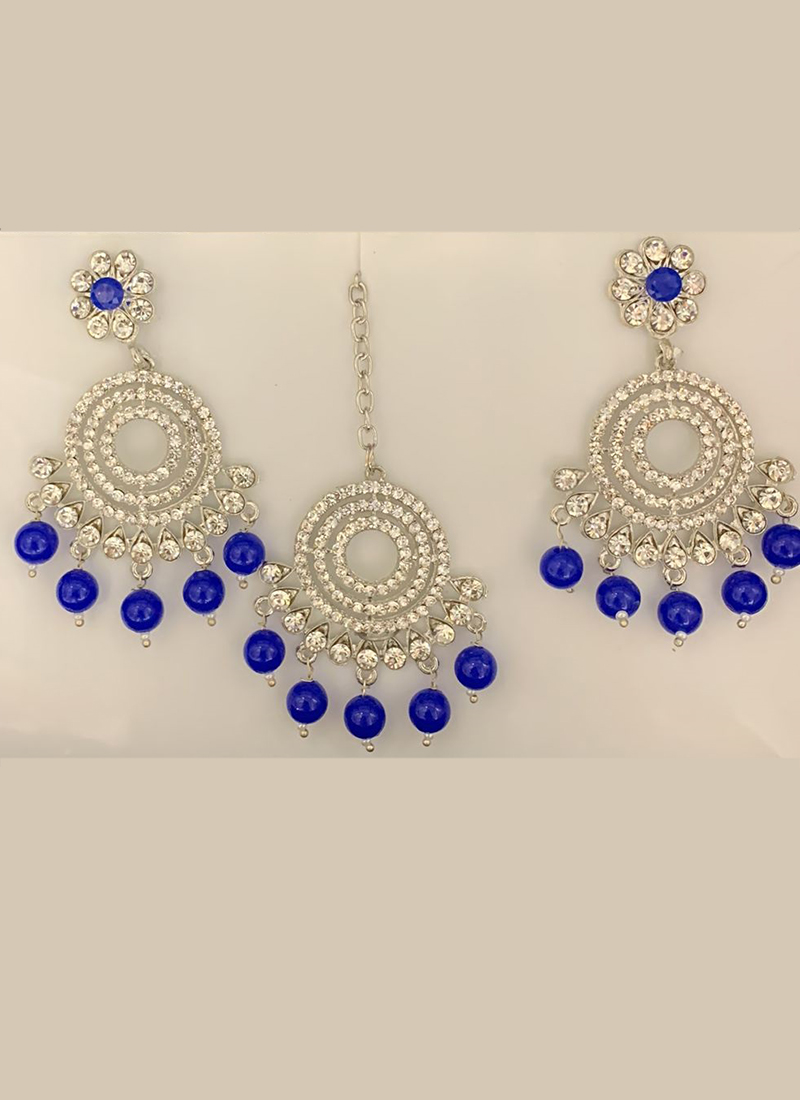 Beautiful Full Antique Stones Party wear Designer Maang tikka with earring  - Imitation Jewellery Online / Artificial Jewelry Shopping for Womens