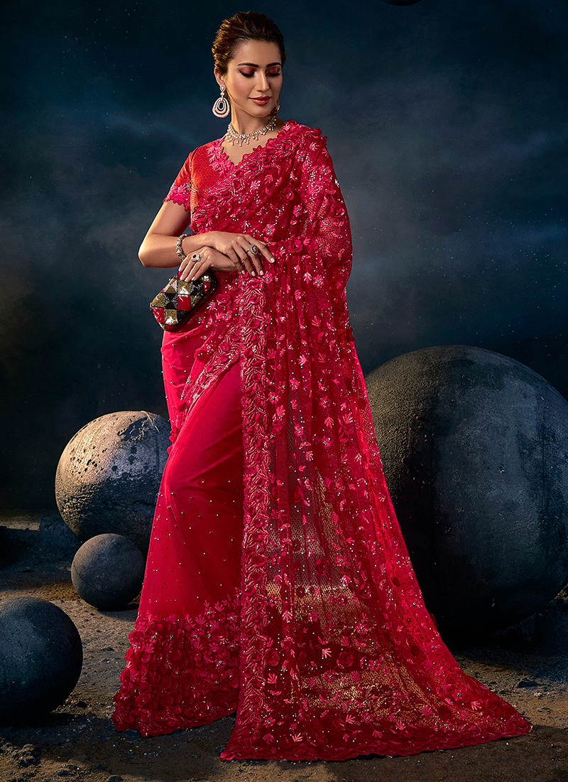 Stunning Bridal Red Saree Inspirations for a Memorable Reception | Bridal Red  Saree Ideas | Saree designs, Party wear indian dresses, Bridal saree