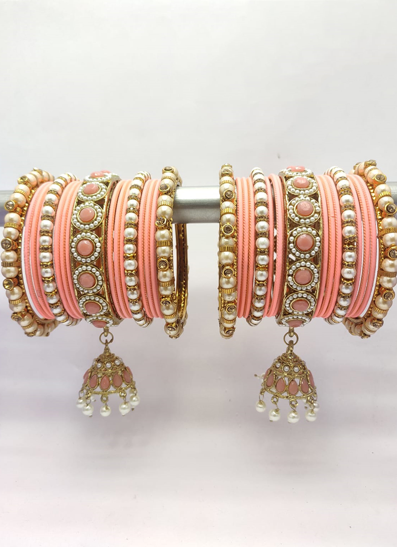 peach colour bangles