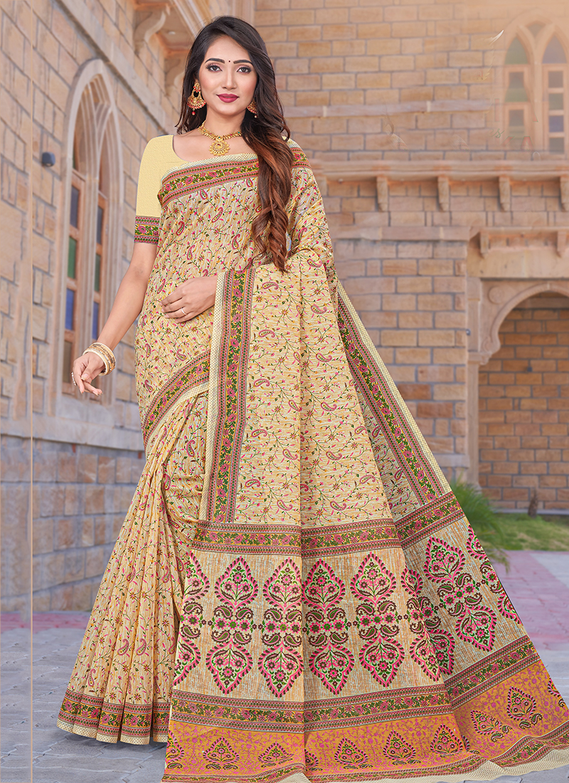 Beige Saree - Buy Beige Saree online in India