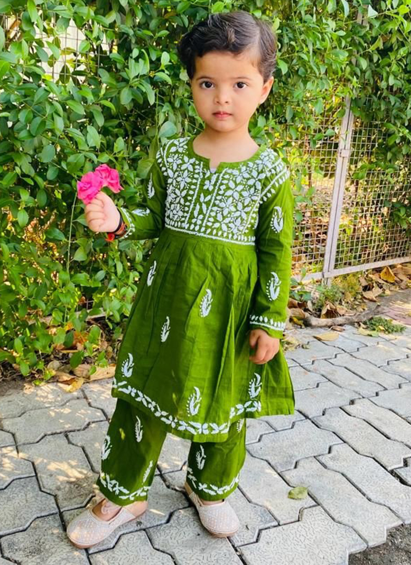 TIBER TABER Kurta Set  Buy TIBER TABER Baby Girl Chanderi Angrakha Suit  Embroidered  Green Set of 2 Online  Nykaa Fashion