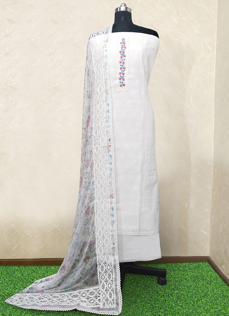 white christmas dresses Pure Cotton Off-White Printed Unstitched Salwar Suit Dress Material –  Stilento main image 0