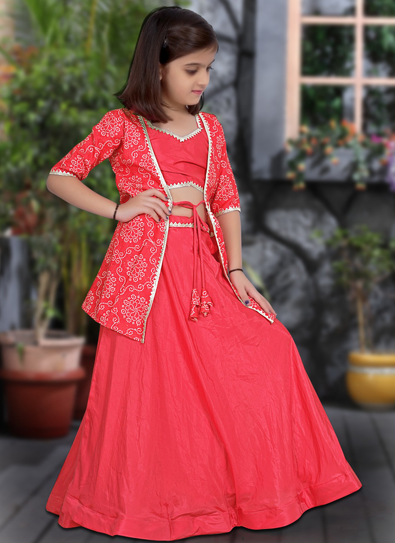 Buy Party Wear Pink Sequins Work Crepe Silk Kids Lehenga Choli Online From  Surat Wholesale Shop.