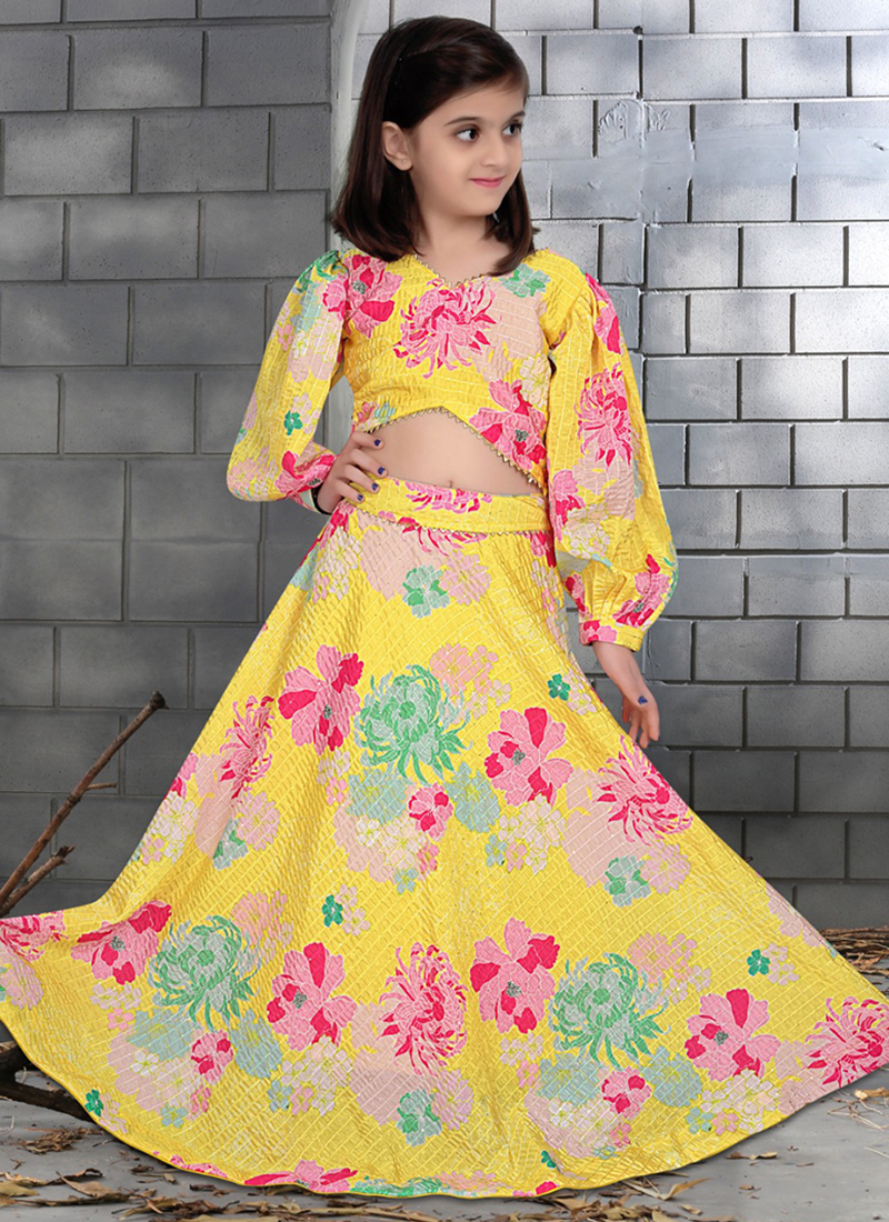 Festive Wear Embroidered Kids baby Pink lehenga with brocade work heavy net  n frill blouse at Rs 699/piece in Nagpur