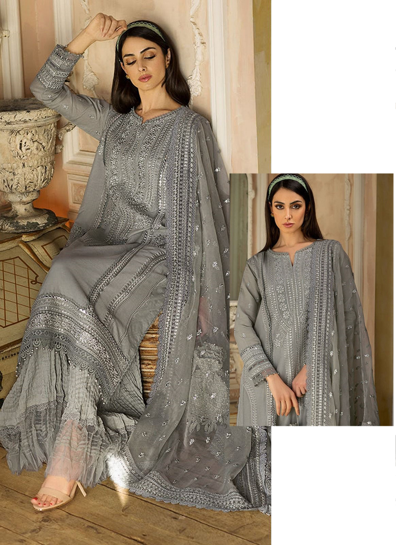 Buy Turquoise Cotton Designer Pakistani Suit Online : 210767 -