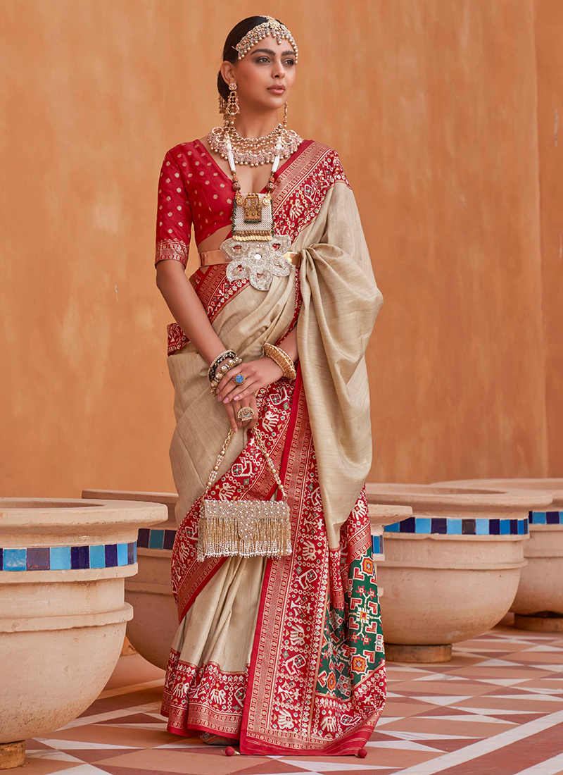 Golden Beige Woven Bridal Kanjivaram Silk Saree - Mejaaz Fashion