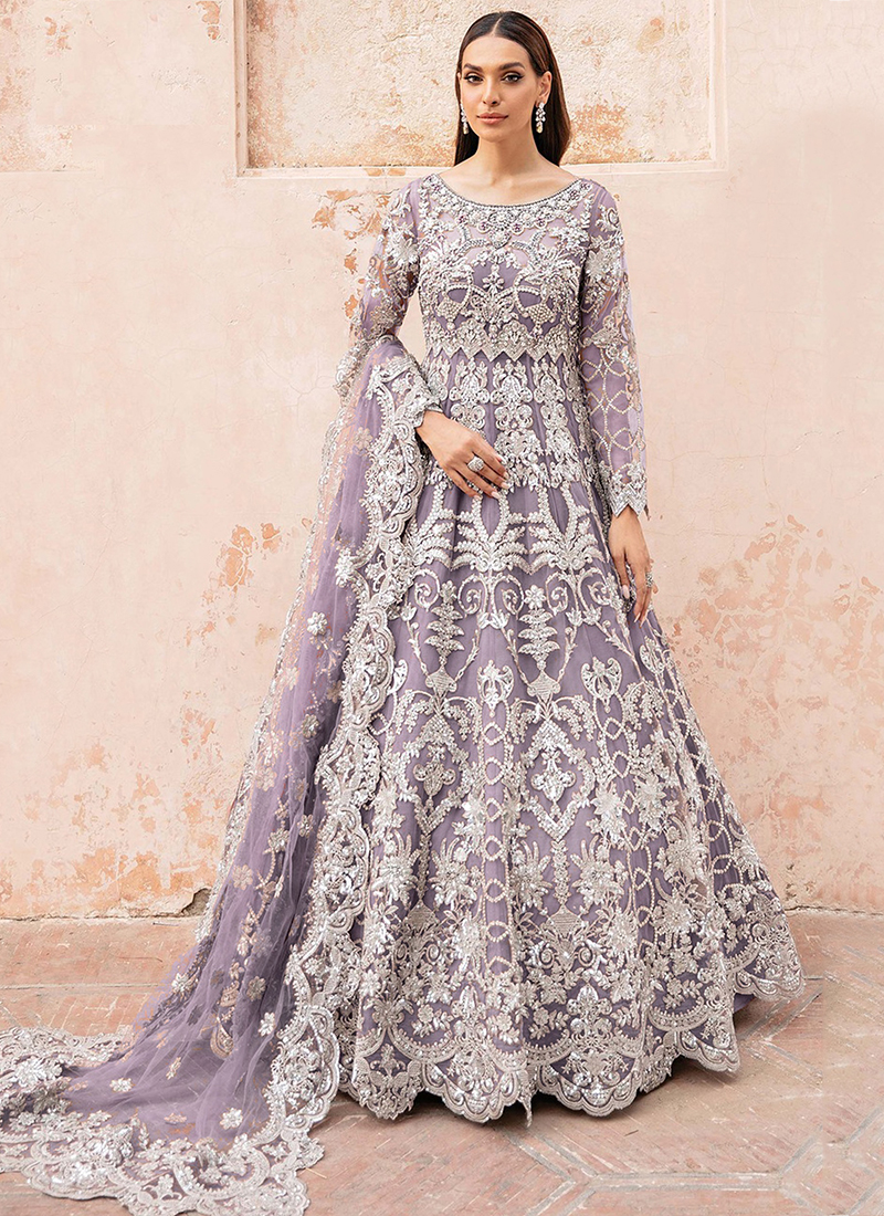 Evening Dresses On Shopclues Buy Purple Embroidered Net Anarkali Dress Gunj  Fashion Custom Stitched