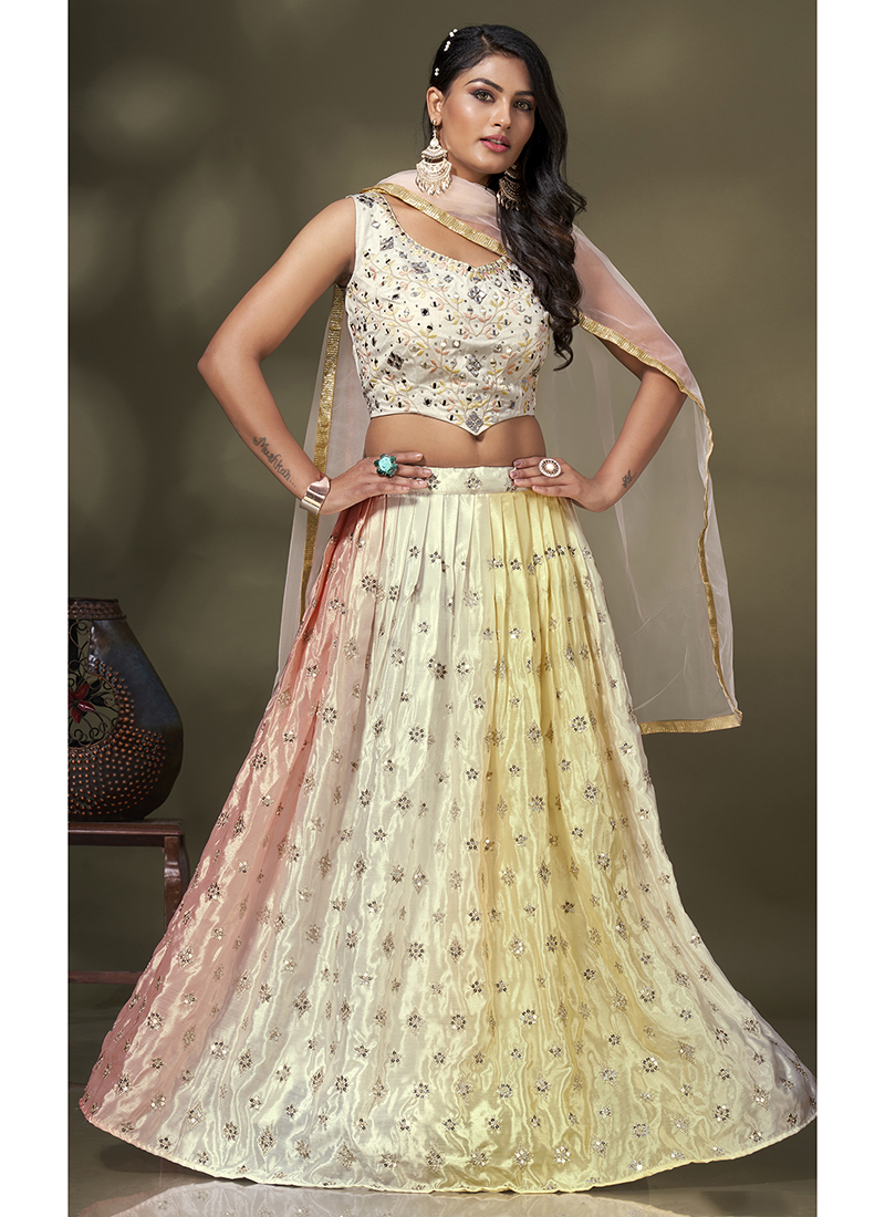 Buy Beige Georgette Embellished Sequin One Mermaid Lehenga With Blouse For  Women by House Of TA-YA Online at Aza Fashions.