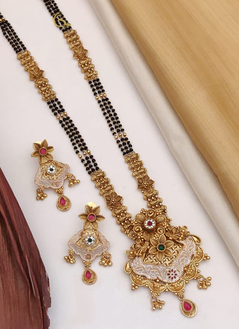 Fancy Gold-plated Mangalsutra with Earrings | Jayashri Collection