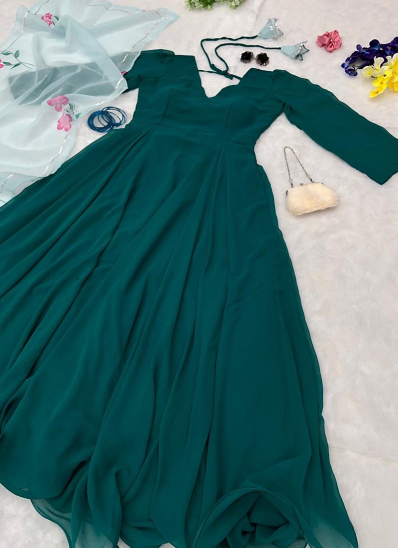 Short Wavy Sleeves Plain Dress - Emerald Green - Wholesale Womens Clothing  Vendors For Boutiques