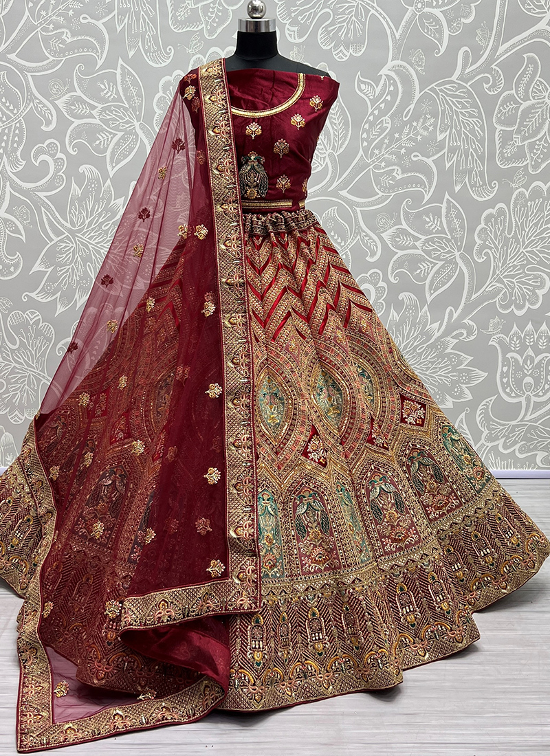 Influence Purple Indian Wedding Reception Lehenga Choli Set In Net SFP –  ShreeFashionWear