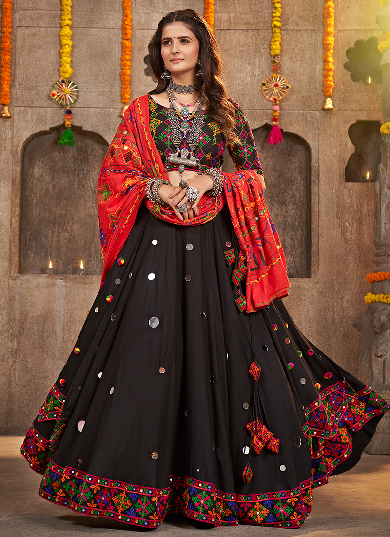 Ladies Fashions: Multiple borderd embroidery Lehengas by Anjali Mahtani