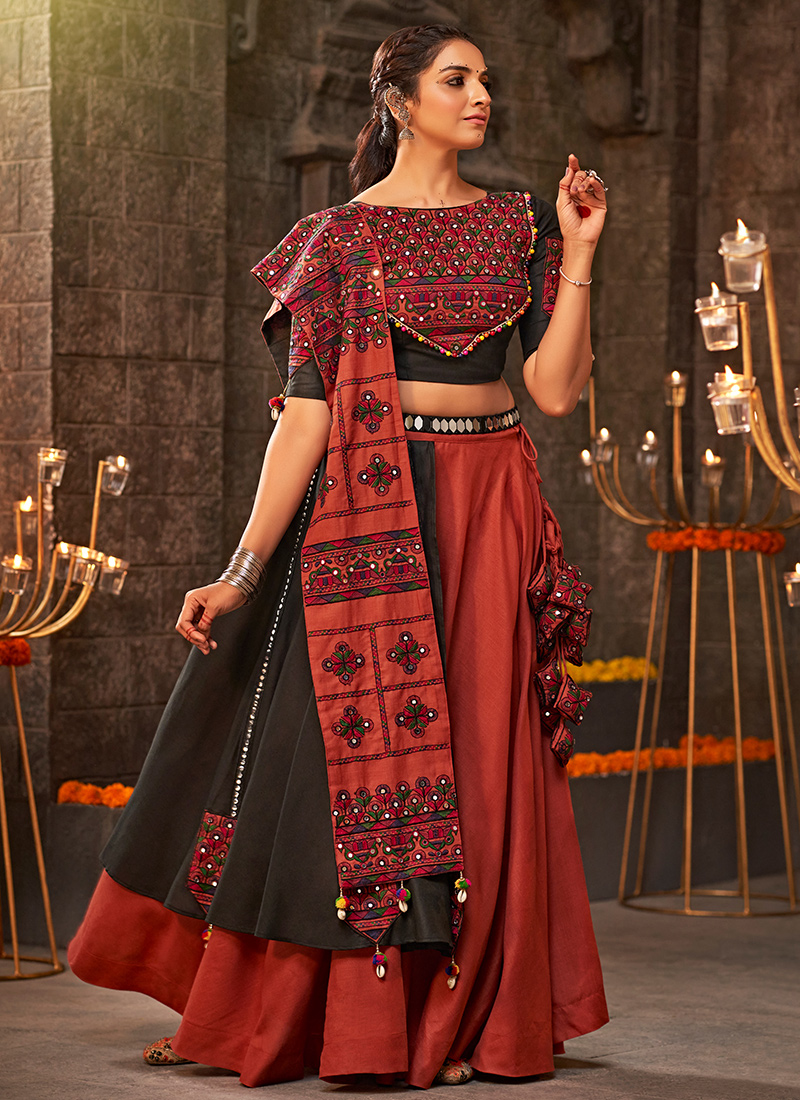Buy Multi Color Rajwadi Silk Mirror Work Lehenga Choli | Appelle Fashion