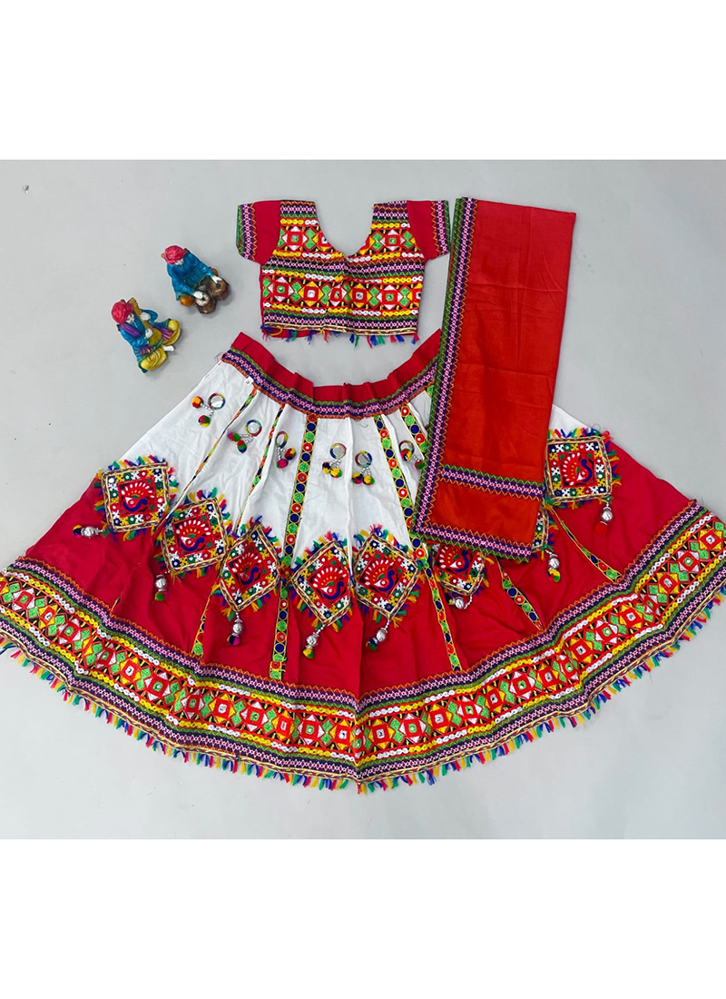 LEHERIYA Cotton WITH Embroidery Work KIDS LEHENGA CHOLI