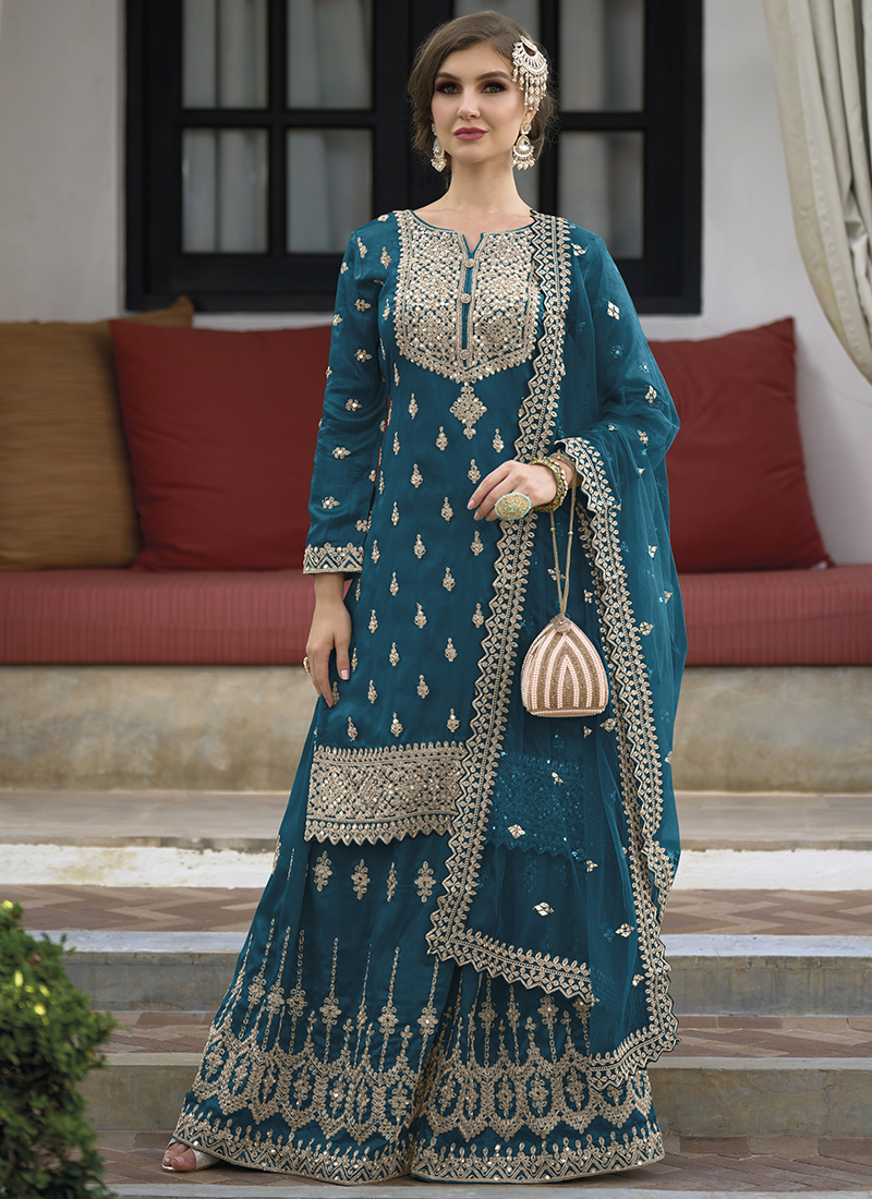Stitched Wedding Wear Heavy Sequence Work and Blouse Koti And Dhoti Salwar,  Waist Size: XL at Rs 1075 in Surat