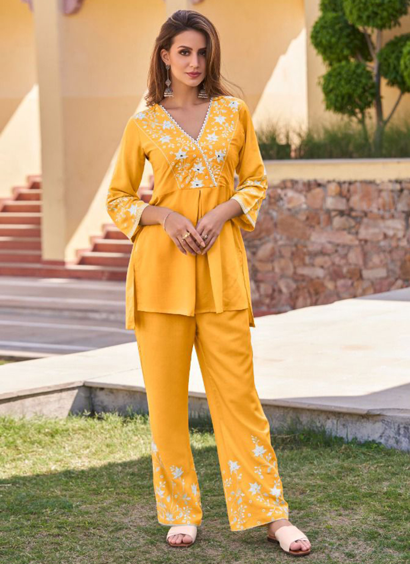 Radiant Yellow Embroidered Coords Set