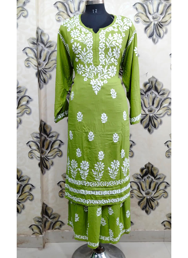 Flaunt Your Style: Hand Block Rayon Kurti with Matching Palazzo – IndianFabs