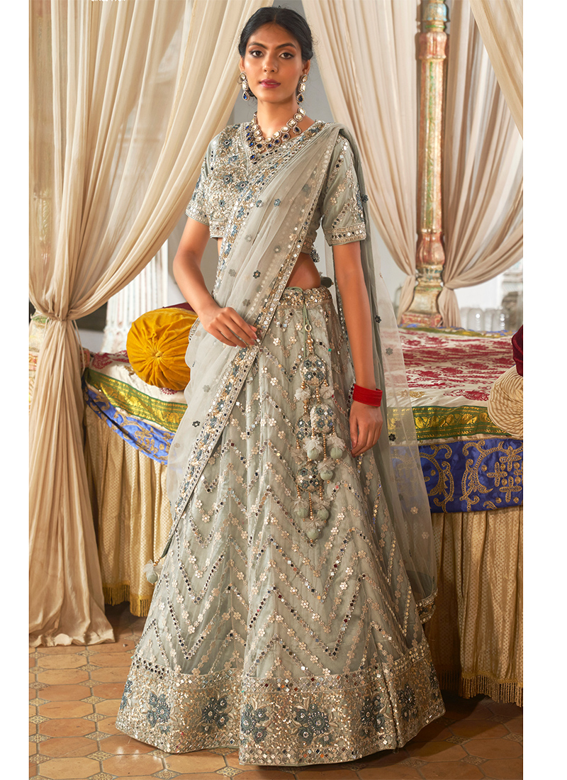 Embroidered Georgette Grey Color Wedding Wear Lehenga Choli Set, Size: Free  Size, Lehenga,Choli And Dupatta at Rs 1689 in Surat