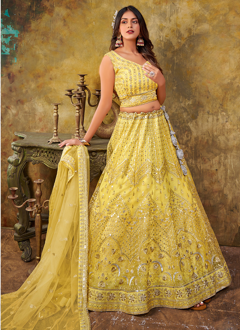 Of Floral Skirts - Buy Pink Earrings, Yellow Lehengas with Grey Clutches  Scrapbook Look by Sri
