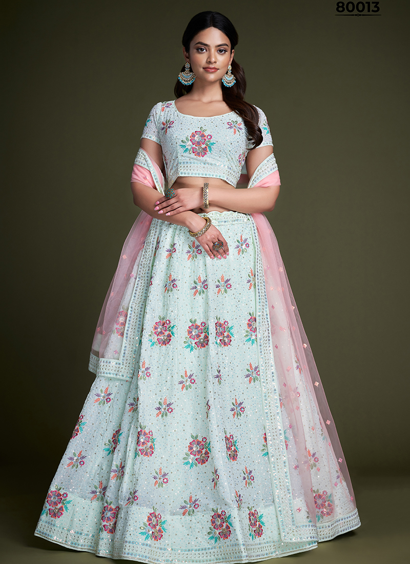 Light Pink And Dark Blue Lehenga Set at Rs 9999 in Delhi | ID: 14548341130