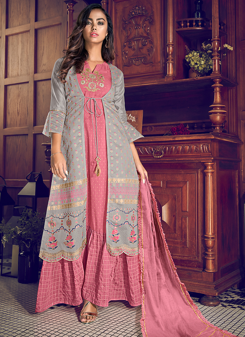 Buy Designer Anarkali Gown - Tempting Wine Chinon Fabric Anarkali Gown –  Empress Clothing