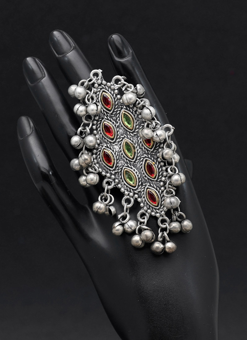Oxidised Silver Trio Stone Ring – GIVA Jewellery