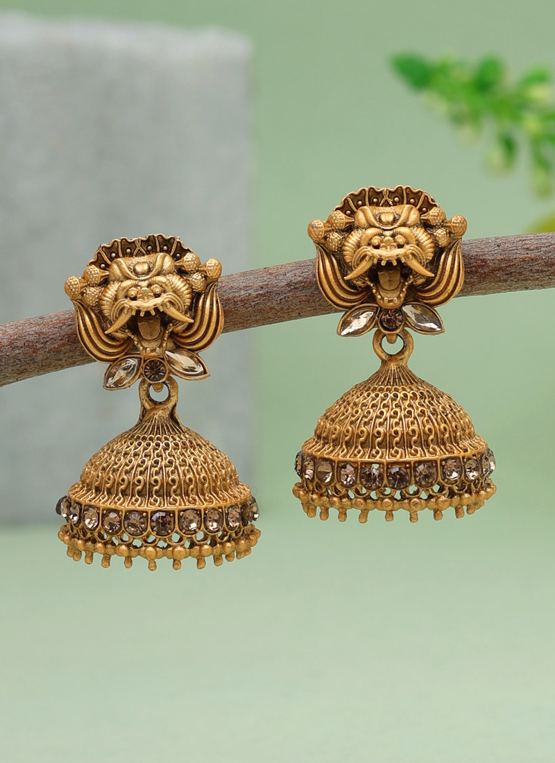 Buy One Gram Gold Plated Ad Stone Butta Bomma Earrings at Low Price Online