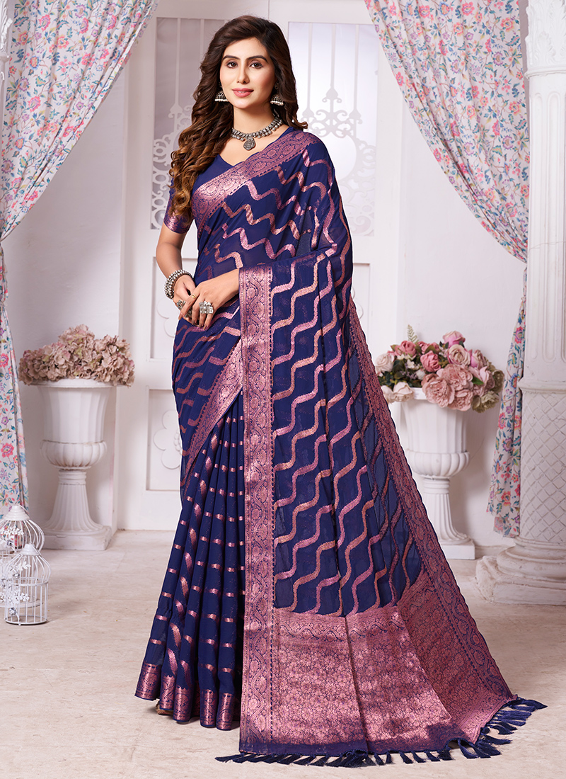 Buy Banarasi Kaddi Georgette Sarees online India – My Clothing Treasure