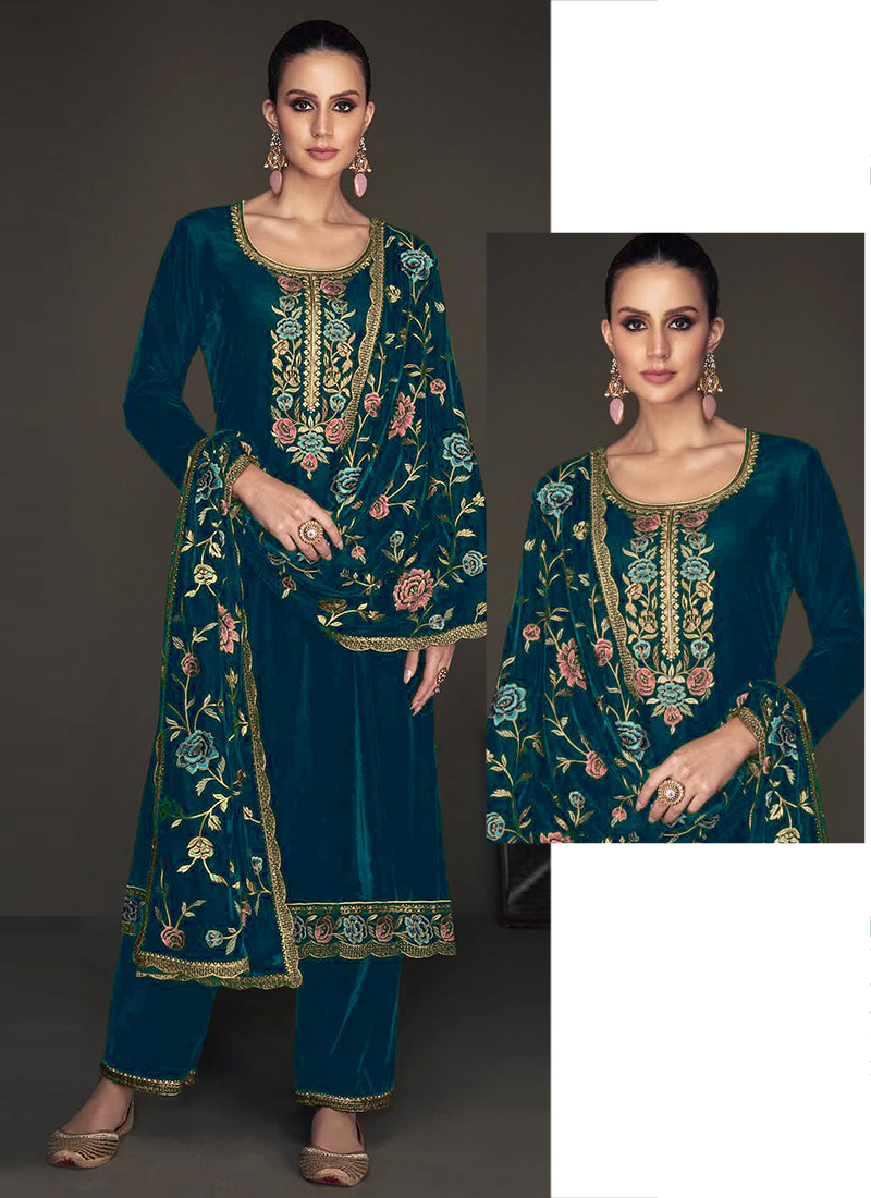 Buy Velvet Designer Palazzo Salwar Suit Online