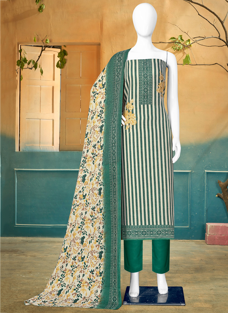 Ganga Woolen Pashmina Grey Winter Suit Dress Material for Women – Stilento