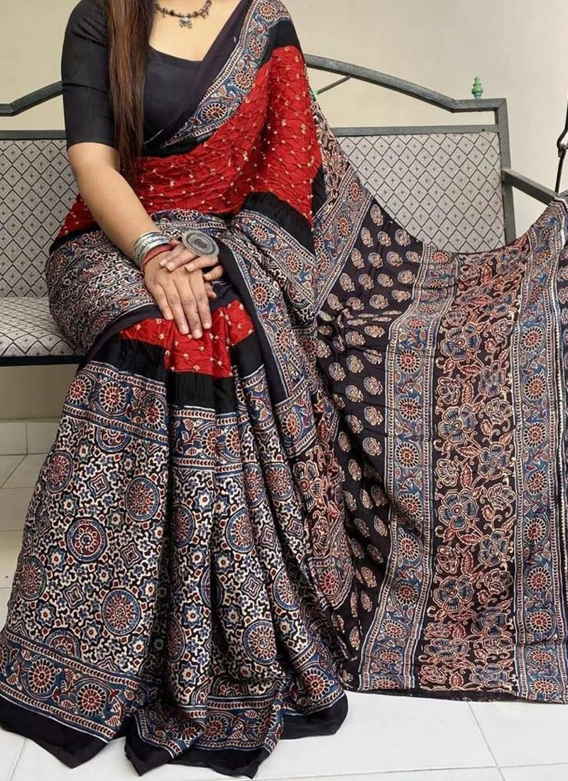 Buy Casual Wear Blue Digital Printed Baglouri Silk Saree Online